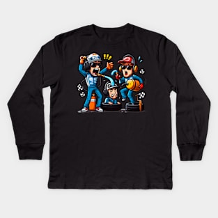 Pit Stop Crew Funny Kids Long Sleeve T-Shirt